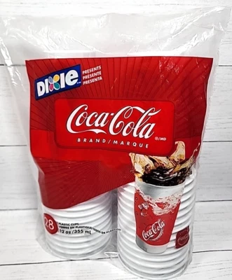DIXIE Cups Coca-Cola Soda 12oz 28ct Plastic Drinking Cups - NEW - Image 1 of 4