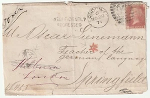 1871 LONDON > DEUTSCHSPRACHLEHRER IN SPRINGFIELD "UNZUREICHEND ADRESSIERT" - Bild 1 von 4