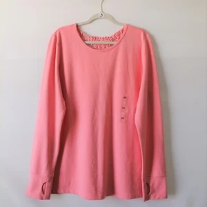 Ideology Womens Peach Kiss Pink Round Neck Crochet Back T-Shirt Top Size XXL - Picture 1 of 7