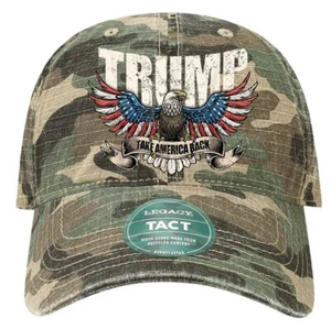 Trump 2024 Take America Back Again MAGA 45 47 Print Flag Eagle Camo DTF Hat Cap - Picture 1 of 10