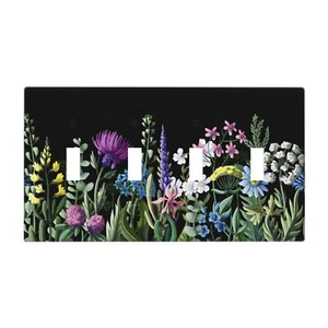 Wild Flower Quad Toggle Light Switch Cover Decorative 4 Gang Wall Plate Elect... - Picture 1 of 8