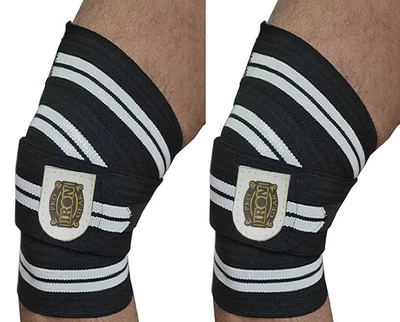 WEIGHTLIFTING KNEE WRAPS GYM TRAINING SUPPORT BANDAGES STRAPS - Image 1 of 3
