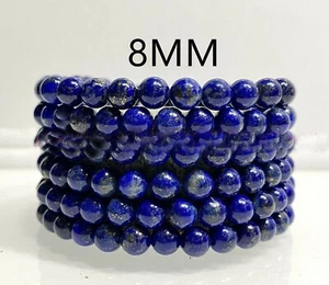 Wholesale 6 Pcs Natural Lapis Lazuli 8mm 7.5” Crystal Healing Stretch Bracelet - Picture 1 of 7