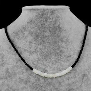 55.00 Cts Natural Faceted Black Spinel & Moonstone Round Beads Necklace NK 19E60 - Picture 1 of 2