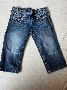 Girls MISS ME Cuffed Capri Jeans JK7250P Sz 14 - Picture 1 of 5