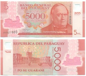 PARAGUAY NOTE 5000 GUARANIES 2022 PREFIX J POLYMER P 234d UNC - Picture 1 of 1