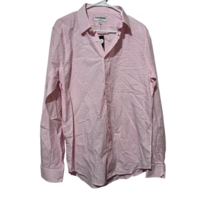 Express Dress Shirt Men's L 16-16 1/2 Pink Striped Extra Slim Point Collar New - Picture 1 of 5