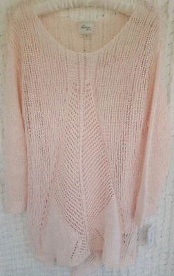 Túnica Suéter Bebé Rosa Melocotón Beige por eci Tejido Trabajo Abierto Talla XL Foto 1 de 3