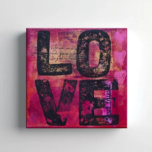 Liebesgrunge Schild Leinwanddruck Wandkunst, stilvoll Wohnkultur Wandhängung - Bild 1 von 12