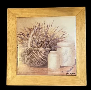 Basket Of Lavender Arnie P. Fisk Hanging Tile/ Trivet - 8" square - Picture 1 of 4