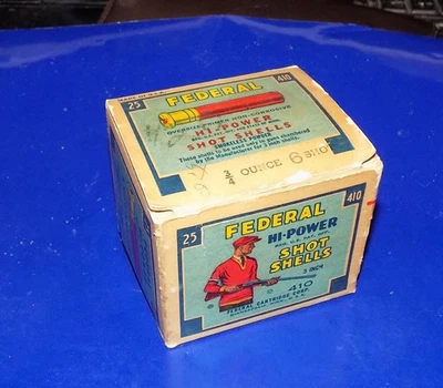 Vintage FEDERAL HI-POWER 410ga. SHOT SHELLS Empty Box - Image 1 of 4