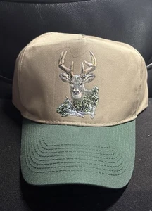 Vintage Otto Hunting Deer Buck Tan Green Hat Adjustable Cap New - Picture 1 of 3