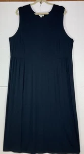 NWOT J Jill blue knit Long maxi dress 2X Rayon sleeveless Stretch Side Gathers - Picture 1 of 6
