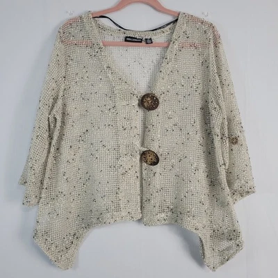 Cárdigan asimétrico tejido abierto Nina Leonard talla XL artístico boho lagenlook Foto 1 de 4
