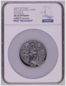 NGC MS70 FR Apocalypse 3OZ silver Cameroon lady and dragon silver coin 2021 - Picture 1 of 3