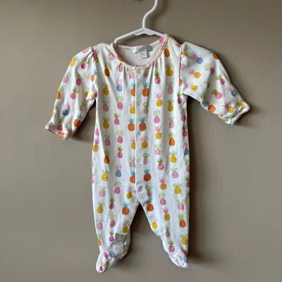 Kissy Kissy Baby Girl Pima Cotton Pineapple Footed Stretch Sleeper 0-3 Months - Image 1 of 4