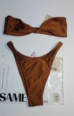 MISMO Conjunto de Bikini de Natación Los Angeles 2 Piezas Sin Tirantes Parte Superior Parte Inferior de Weist Marrón Talla Xs Foto 1 de 4