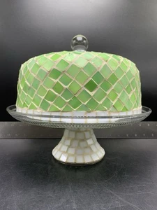 Stained Glass Art On Clear Glass Pedestal Cake Stand - Bild 1 von 21