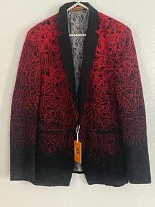 Jacques Moadel Felted Embroidery Red And Black Blazer Size L NWT - Picture 1 of 6