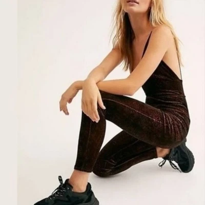 FREE PEOPLE VELVET ANIMAL PRINT CATSUIT NEW sz XS snake leopard jumpsuit - Image 1 of 4