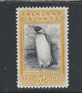 FALKLAND IS 1933 CENTENARY 5s BLACK & YELLOW MINT SG 136 CAT £1000 - Picture 1 of 2
