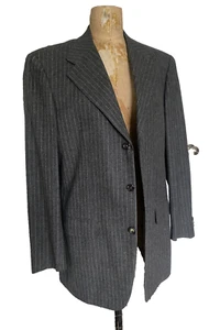 Hugo Boss Baldessarini Men Wool Suit Jacket size 40-42 Gray Striped Italy - Picture 1 of 18
