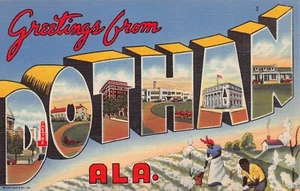 Dothan Alabama AL Grüße aus Großbrief Leinen 2B-H755 Postkarte - Bild 1 von 2