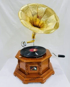 HMV Working Gramophone Player Phonograph Gramophone Vintage look Vinyl Recorder - Picture 1 of 15
