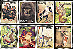 Rwanda #SG859-SG866 MNH CV£15.00 1978 Monkeys Apes Gorillas Chimps