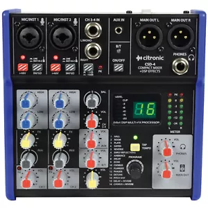 Citronic CSD-4 Compact Mixer with DSP Effects Bluetooth Musician DJ Stage  - Picture 1 of 3
