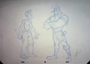 TITAN A.E 2000 Producción FIRMADA LEN SIMON Dibujado a Mano MODELO CALE LÁPIZ CELDA #NN - Imagen 1 de 4