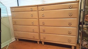 Luther Draper 2 Dressers Bed MCM Designer for Drexel Henredon Florida Furniture - Picture 1 of 10