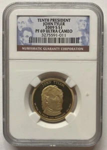 2009-S NGC PF69 Ultra Cameo $1 Tenth President John Tyler - Picture 1 of 2
