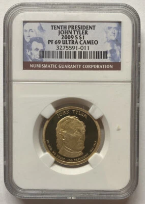 2009-S NGC PF69 Ultra Cameo $1 Tenth President John Tyler - Image 1 of 2