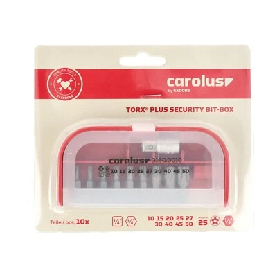 Carolus by GEDORE Bitbox TORX® mit Bohrung 10-tlg Bit Satz Bit Sortiment T10-T50 - Bild 1 von 4