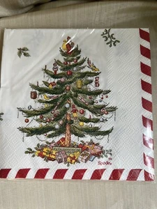Servilletas de bebida de papel a rayas rojas Spode árbol de Navidad - 20 unidades - Imagen 1 de 2