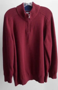 men's Lands' End 1/2 Zip Red Sweater 100% Cotton Size 2XL - Picture 1 of 2