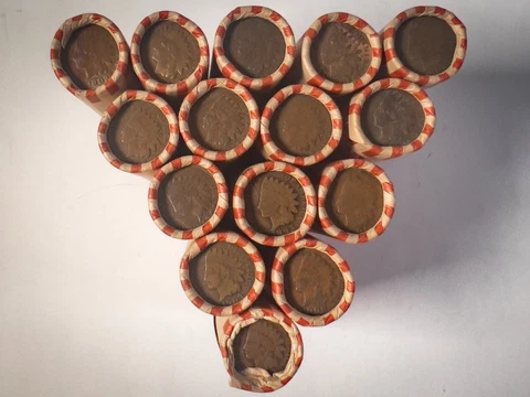 1909-1958 Wheat Cent Roll w 2 Indian Head Cent Caps | ACTUALLY UNSEARCHED Cover