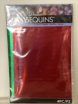 Lentejuelas de ensueño - Rojo y verde - 4 hojas grandes de 4x6" - Nuevo - Stock antiguo en tienda Foto 1 de 2