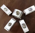 Solid Sterling Silver Gemstone Citrine Amethyst Napkin Ring Lot of 5