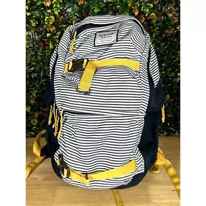 Burton Durable Goods Kilo Backpack Book Bag Striped Navy Yellow Lots of Pockets - Picture 1 of 12