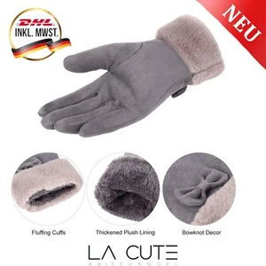 Damen Wildleder Handschuhe Dick Warm Winterhandschuhe Touchscreen Pelz Gefüttert - Bild 1 von 6