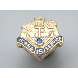 US Navy NRS Pin 10K GF Blue Spinello 15 anni di servizio vintage - Foto 1 di 5