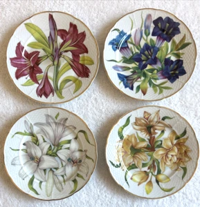 l. Godinger Email De Limoges I. Marino Floral Lily Lilies 7.5" Plates Set Of 4 - Picture 1 of 8