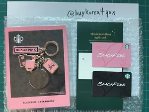 Starbucks Korea x BLACKPINK 2023 Keyring Keychain Bag Ring + 2 Blackpink Card - Picture 1 of 4