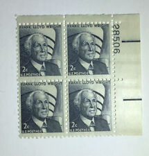 US 2 Cent Writer Frank Lloyd Wright 1965, Scott #1280, Block Of 4 Stamps, MNH.