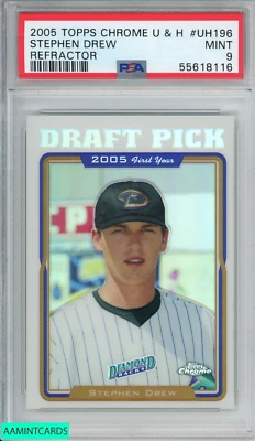 2005 TOPPS CHROME UPDATES HIGHLIGHTS STEPHEN DREW #UH196 REFRACTOR RC PSA 9 - Image 1 of 3