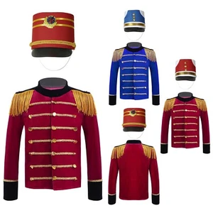 Kids Boys Circus Costume Finger Loop Wear Ruffle Trim Coat Performance Bodysuits - Picture 1 of 41