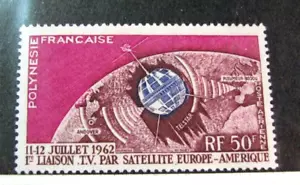 Französisch Polynesien Briefmarke Scott # C29 Telstar Ausgabe 1962 MH L727 - Bild 1 von 1