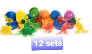 12 Sets Dinosaur Toys Prefilled Easter Eggs, Easter Basket Stuffers for Kids Boy - Picture 1 of 7
